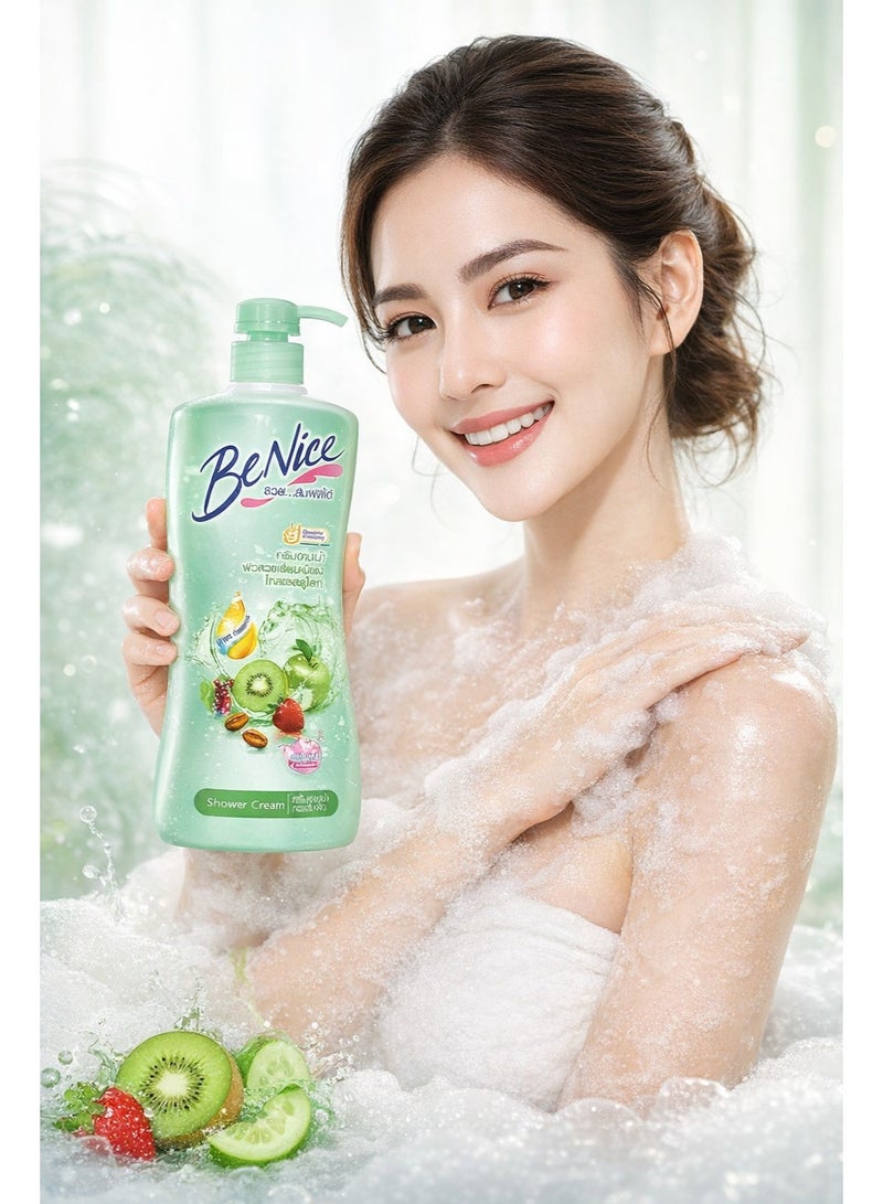 Be nice Shower Cream Fruit Essence Moisturizing, Gentle Cleansing & Soft Skin – 400ml - Image 5